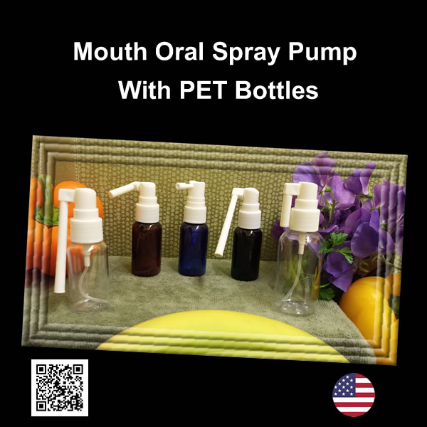 Oral Mouth Spray Pump with EMPTY PET 1 oz. & 2 oz. Bottles