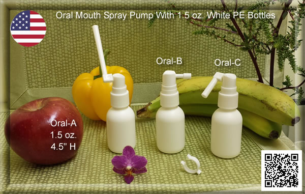 Oral Mouth Spray Pumps with 1.5 oz. White HDPE Bottles EMPTY