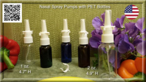Nasal Spray Pump with EMPTY PET 1 oz. & 2 oz. Amber, Blue, Clear, Green Bottles