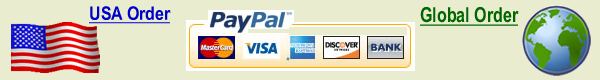 Payment by PayPal and Major Credit Cards for USA and Global Orders