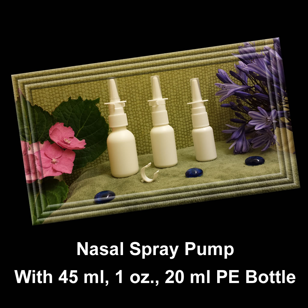 White Nasal Spray Pump Fine Mist with EMPTY 1 oz. or 1.5 oz. HDPE White Plastic Bottles
